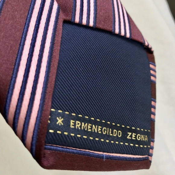 Ermenegildo Zegna Tie - Pink/Navy/Maroon pattern - Picture 1 of 5